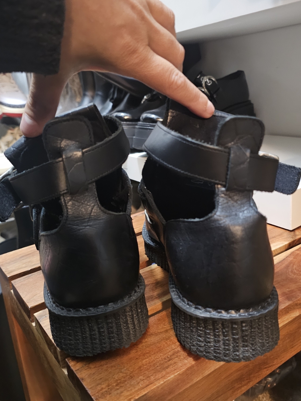 Underground England Black Studded Leather Buckle Creepers - Picture 4 of 7